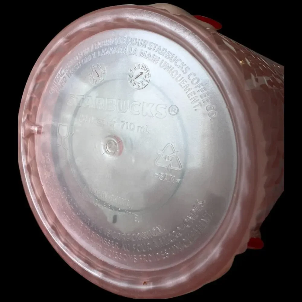 STARBUCKS Pearl Peach Jeweled Diamond Venti Cold Cup Tumbler 24 oz